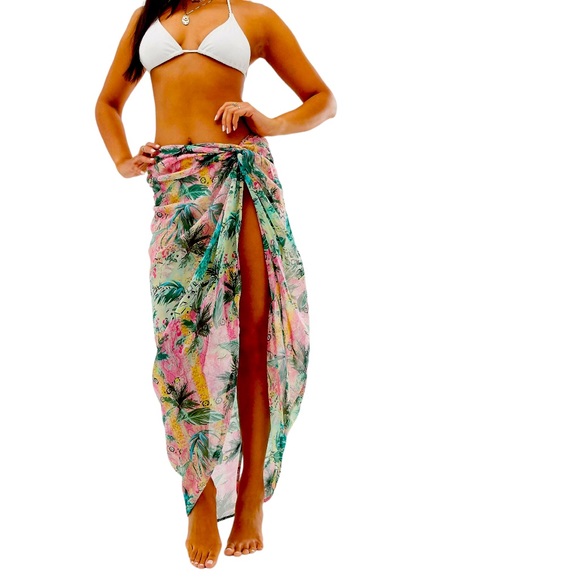 ASOS Other - ASOS DESIGN knot front beach sarong in ombre tropical print C